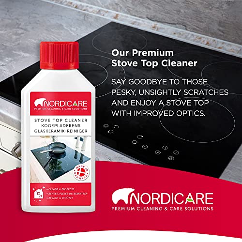 Nordicare Stove Top Cleaner Glass Ceramic - Induction Cooktop Cleaner Polish And Protector For Everyday Use - No Scrubbing Pad Needed - Leaves Protective Film - Made In Denmark (8.45Oz) #TOP5