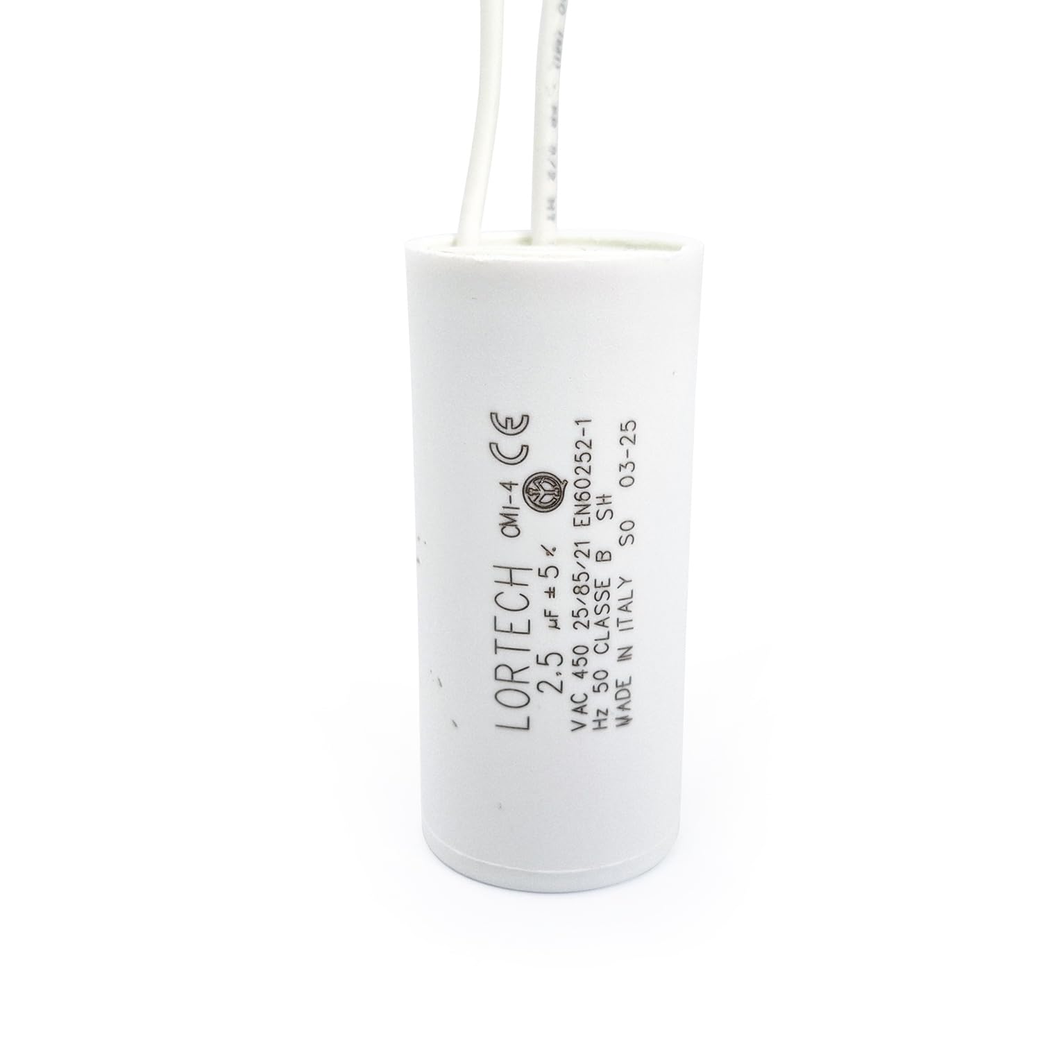condensatore di rifasamento capacità 8µF 420/470V tolleranza 5% ø 35mm L 58mm rivestito in plastica - 365.125