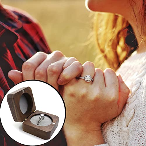 ODOOKON Scatola per Anello in Legno con Cuscino