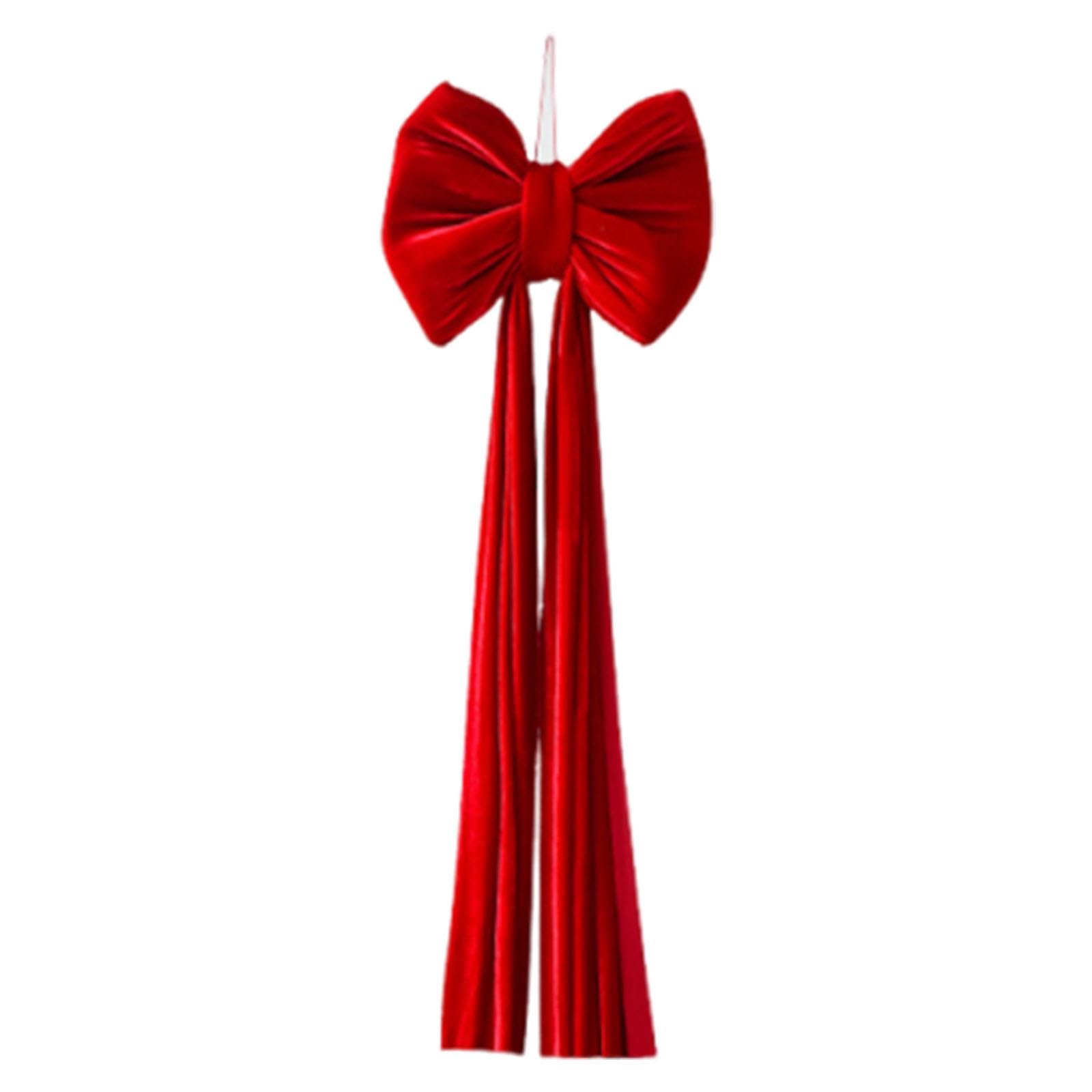 Fiocco Di Natale in Velluto, Fiocco Gigante per Albero Di Natale 80 * 40 Cm, Decorazioni Natalizie per Ghirlande Su Porte, Davanzali, Caminetti, Scale, Matrimoni- Rosso