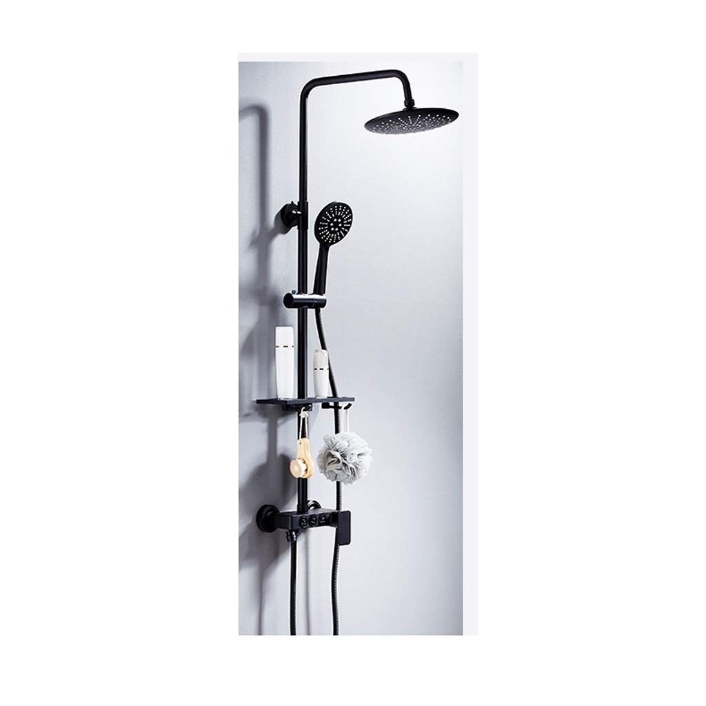 Système de douche vintage noir antique avec mitigeur effet pluie mural