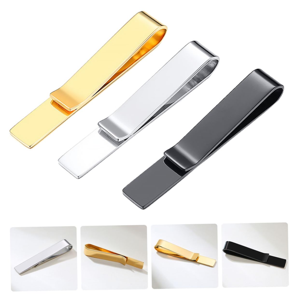 GALPADA 9piezas Clip De Corbata De Inoxidable Simple Pasadores De Necktie Para Hombres Accesorios De Negocios Para Camisas y Trajes Formales