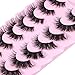 Mink Lashes Natural Look False Eyelashes Wispy Cat Eye Flat Lashes 3D Mink Lashes Natural Fake Lashes 15mm Strip Lashes Pack 7 Pairs by Kiromiro