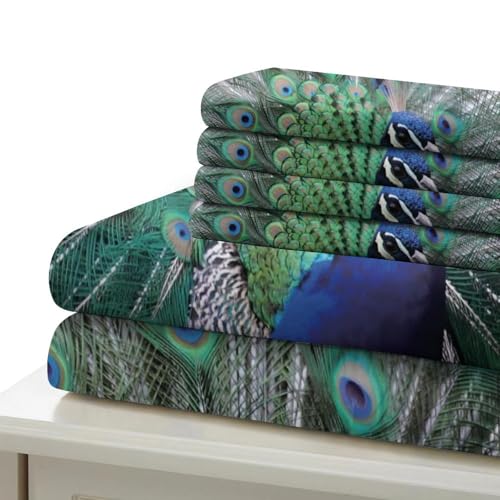 Housse de couette paon 140x200 cm en microfibre imprimée 3D