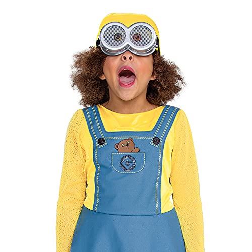 Bob Minion Girl Costume For Kids, Official Minion Outfit With Goggles And Hat, Classic Size Small (4-6X) Multicolored #TOP22