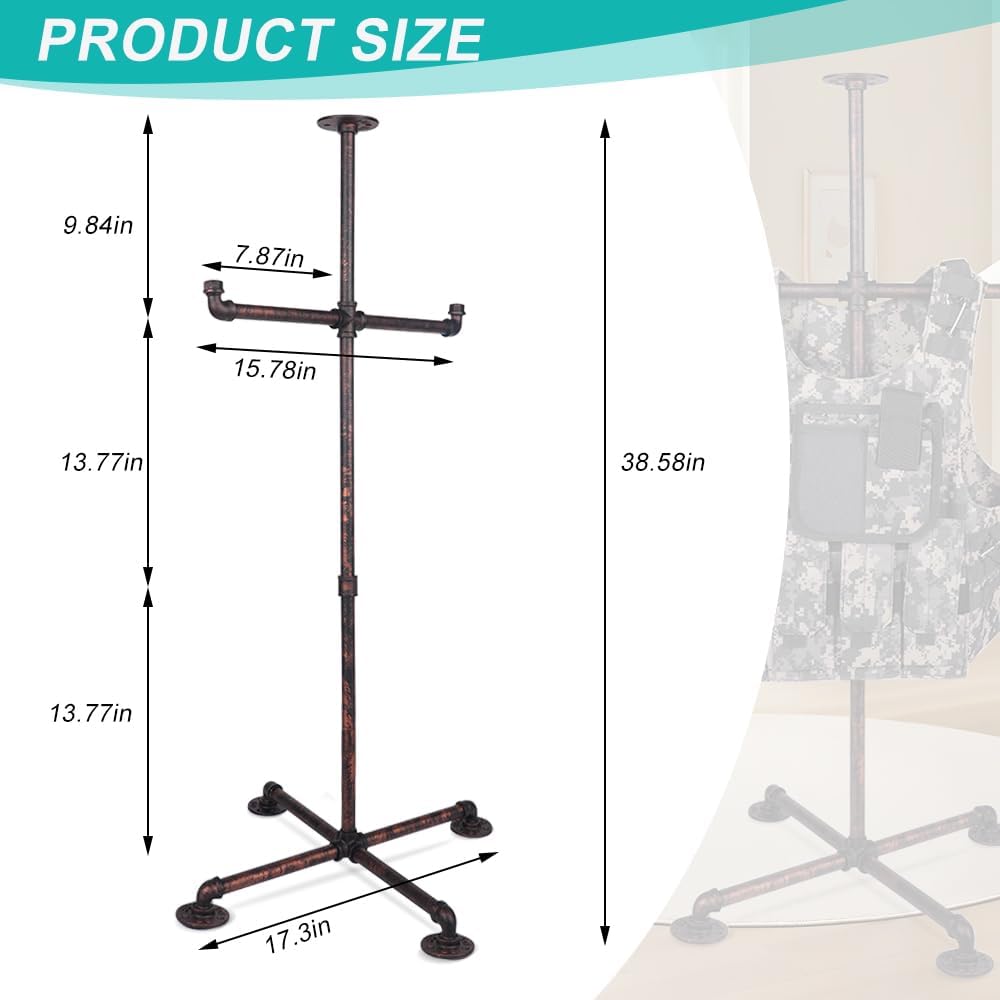Iron Body Armor Stand Tactical Stand Helmet Vest Display Rack Military Gear Holder for Police and Duty Gear Rack (Retro Bronze)