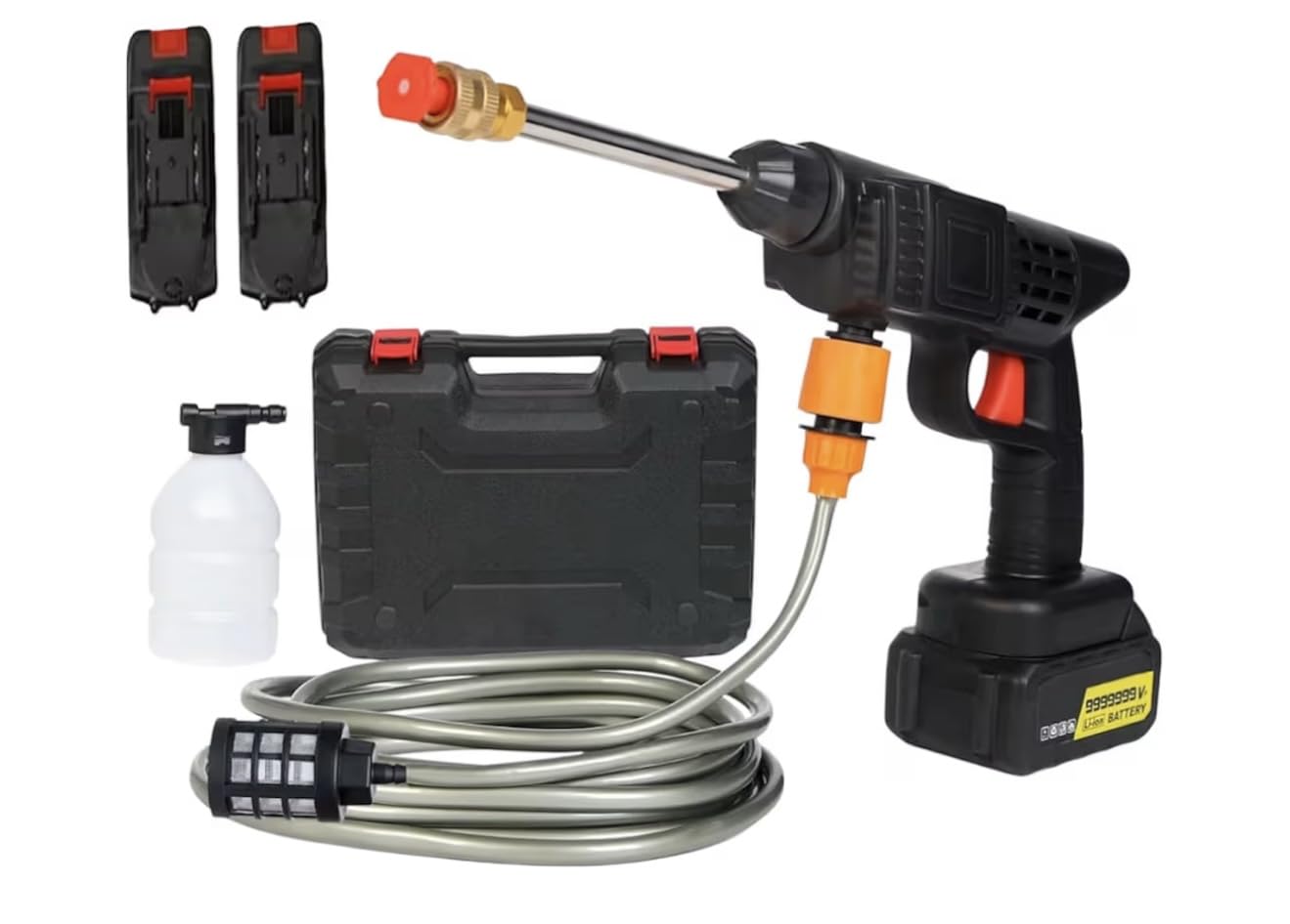 Set Idropulitrice Cordless con 2 Batterie 48v, Pistola a Spruzzo ad Alta Pressione,Soffiatore Cordless, Accessori Multipli, per Pulizia Auto e Giardino 48v con 2 batterie