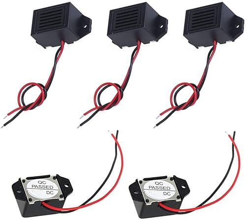 YXQ Mini zumbadores con cables 12V 400Hz más fuerte código morse componentes electrónicos mecánicos, 5 piezas