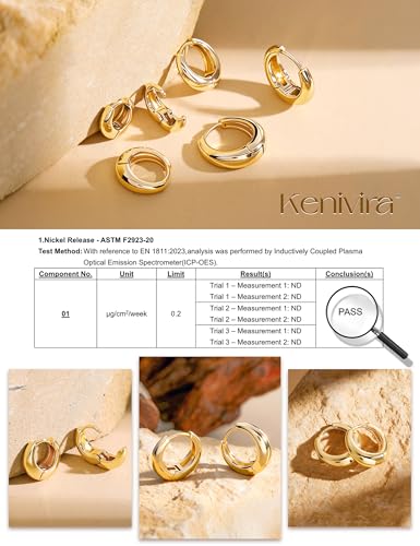 Kenivira 18K Gold Plated Hoop Earrings for Women,Small Chunky Hoop Earrings Set,Huggie Thick Earring Hypoallergenic,Chunky Hoops Non Tarnish - image 6