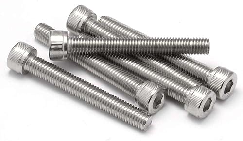 Miniatura 6 de Juego surtido de 50 tornillos de cabeza hueca, M6 x 0.787 in, 0.984 in, 1.181 in, 1.378 in y 1.575 in, acero inoxidable 304, acabado brillante