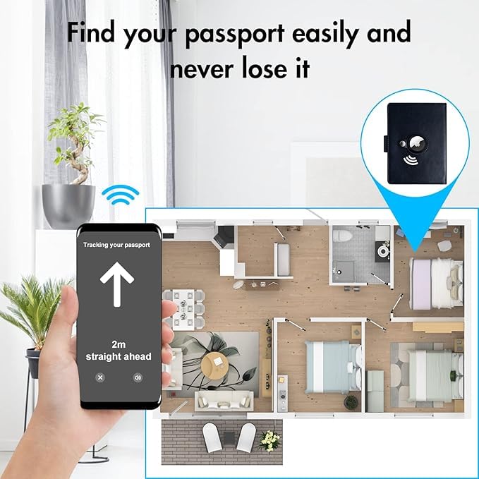 Passport Holder with Locator Slot,Passport Cover for Men,RFID Blocking Passport Wallet,Black Family Leather Passport Protector Case,Travel Must Haves Airport Essentials.4