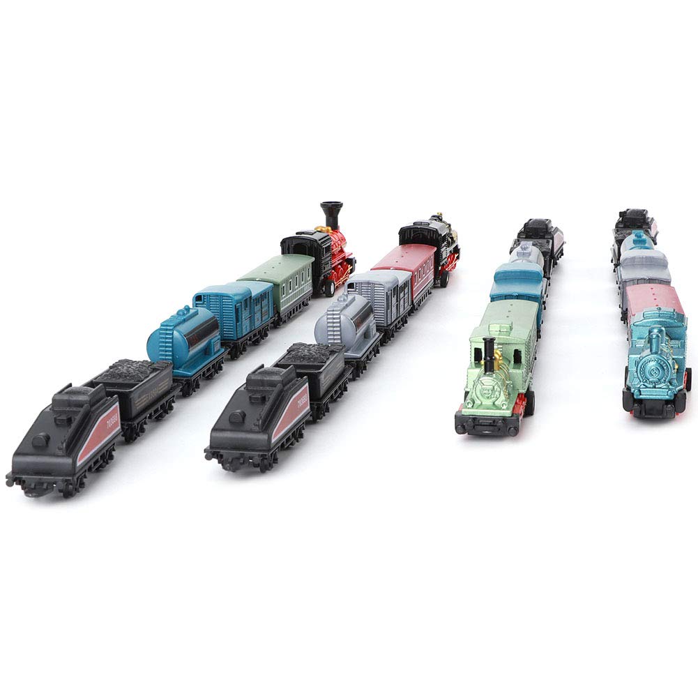 4 Juegos de Mini Trenes de Juguete, Juego de Modelos de Trenes de Vapor, Estilos Variados con Motor de aleación Duradero y Cuerpo de plástico, fácil de Montar y Separar, Viajes,