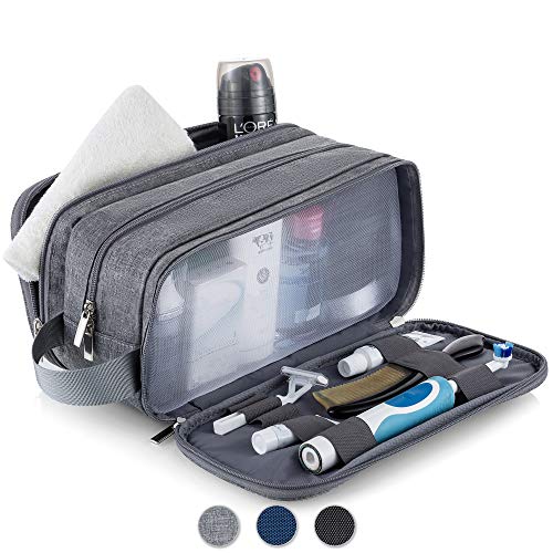Lizzton Toiletry Bag for Men Travel Large Dopp Kit Water-resistant Women Shaving Bag Portable Toiletries Organizer Bathroom Storage Bags (Gray)