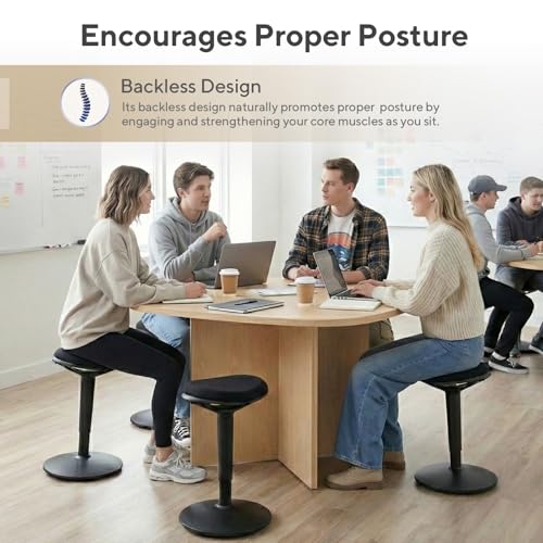 Image of Nouhaus Standing Desk Stool, 22 inch-28 inch Height Adjustable Swivel Desk Wobble Chair, Portable Tall Office Stools w /Rocking Motion, Foam-Padded Wobble Stool Adult for Office, Classroom(Ergo Poise, Black)