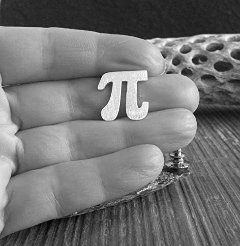 Pi Math Symbol Sterling Silver Tie Tack Lapel Hat Brooch Pin Handmade in USA