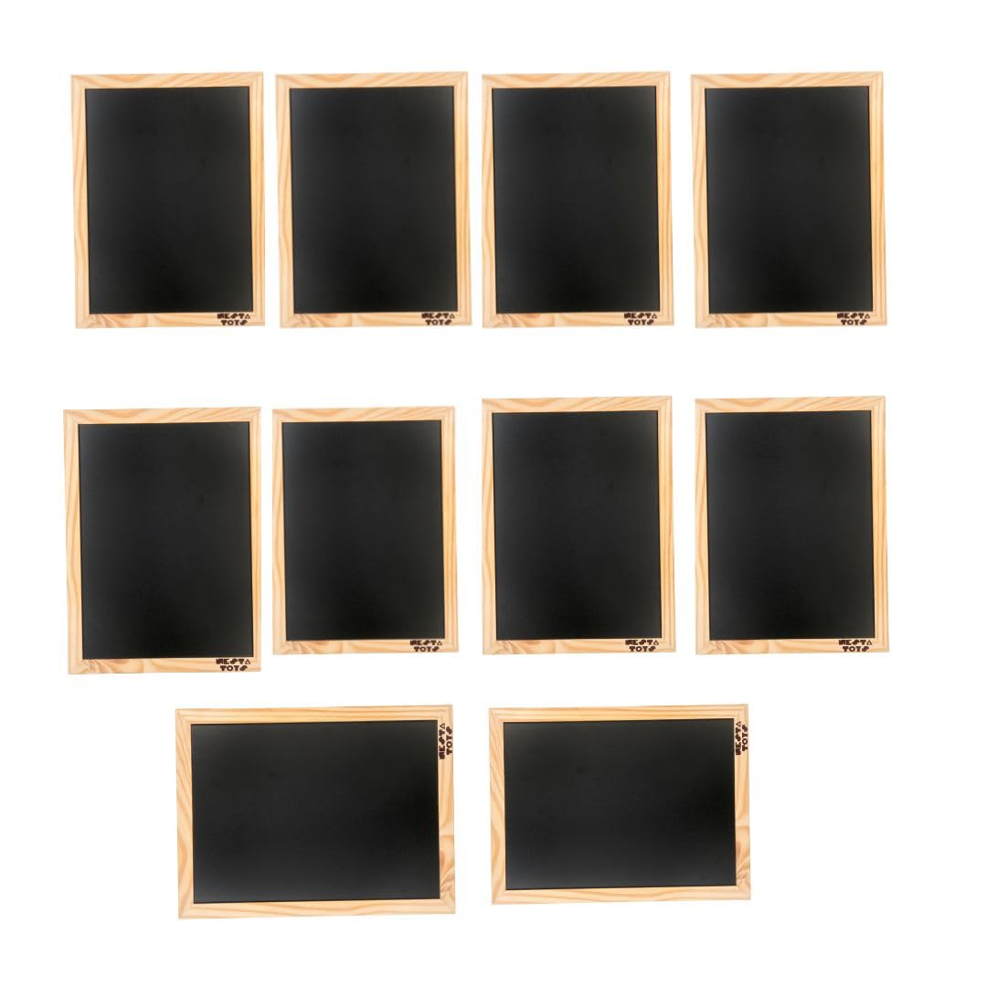 NESTA TOYS - Pack of 10 Double Sided Blackboard Slate | Pre-Writing Toys for Kids | Educational Toy (30X22cm) | Heavy Duty Slate Chalk Boards with Frame