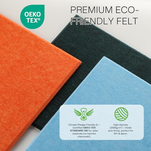 Image of MaxGear Felt Bulletin Board 48 inch x 36 inch, Orange Felt Wall Tiles Wall Decor