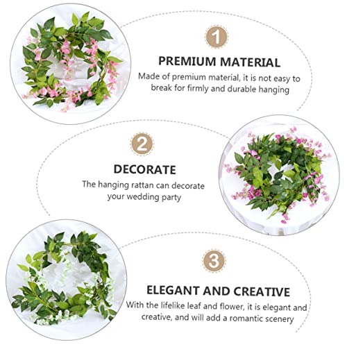 Yardwe 2Pcs Artificial Wisteria Flower Greenery Garland Vintage Decor Wedding Garland With Flowers Artificial Flower Wreath Greenery Hanging Wreath Fake Rose Vine Garland Party Rattan Ivy #TOP4