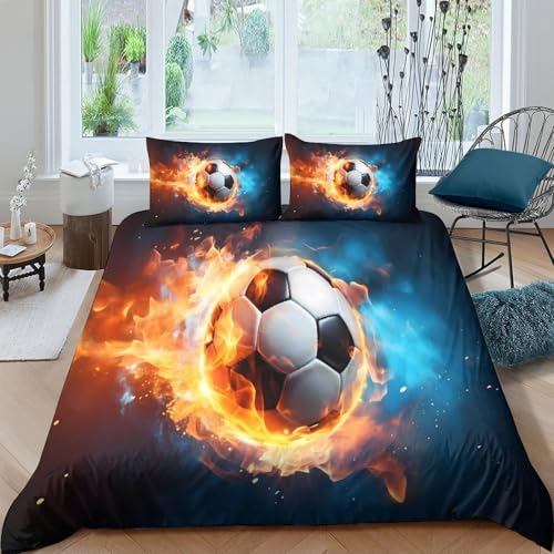 Housse de couette foot 3D 220x240cm lit garçon microfibre douce - 4