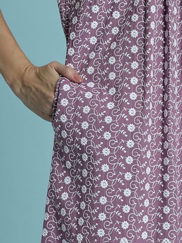 Image of 9shines Label Stylish Chikankari Cotton Nighty Maxi for Women | Full Length Nightgown | Nightdress with Pocket | Embroidery Nighty | Soft Comfortable Cotton Nightwear (1545)