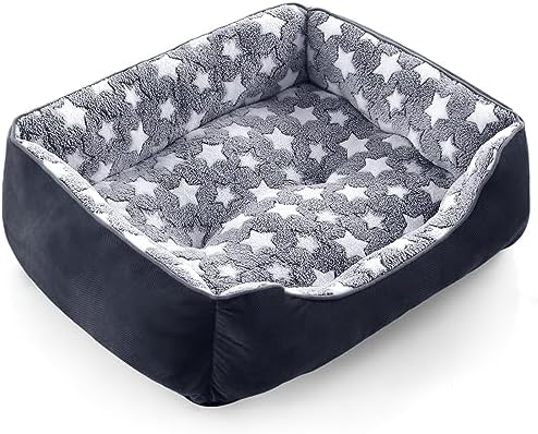 GASUR Rectangle Dog Bed for Large Dogs, Cozy Washable Bed Orthopedic Dog Sofa Bed, Durable Pet Cuddler Anti-Slip Bottom, Soft Calming Sleeping Puppy Warming Puppy Bed (S (20″x 19″x 6″), Black)