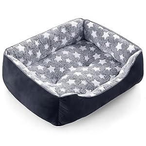 GASUR Rectangle Dog Bed for Large Dogs, Cozy Washable Bed Orthopedic Dog Sofa Bed, Pet Cuddler Anti-Slip Bottom, Soft Calming Sleeping Puppy Warming Puppy Bed (S (20″x 19″x 6″), Black)