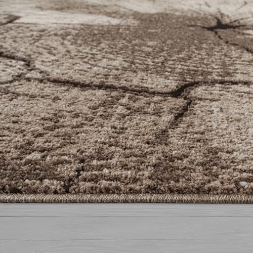 Paco Home Alfombra De Salón De Diseño Elegante Estampado De Tronco De Madera Natural Gris Marrón Beige, tamaño:140x200 cm - imagen 2