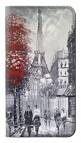 Housse iPhone 15 Plus Eiffel Painting en cuir pour éviter l'écran brisé avec style Paris