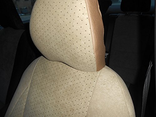 Two Front Mix Perforated Velour (Insert) & Velour (Sides) Custom Car Seat Covers (Fits Volvo S70 / V70 1996-2000, Tan Insert With Tan Sides) #TOP4
