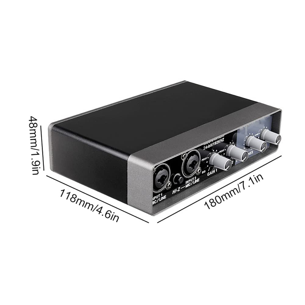 Interfaz de Audio portátil Tarjeta de Sonido USB Preamplificador de micrófono Computadoras Sintonización de grabación Equipo de Mezcla Digital