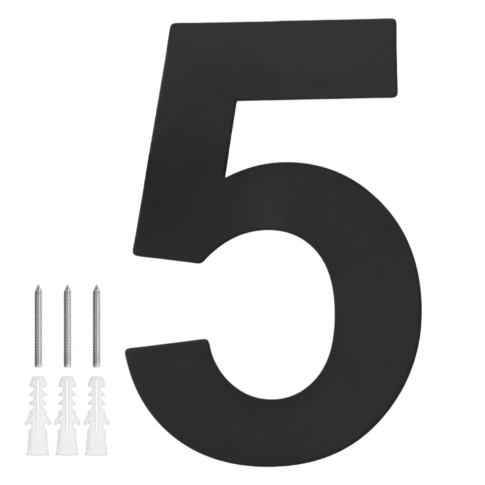 M METERXITY 1-Pack Modern Floating House Numbers for Outside, 8 Inch Stainless Steel Matte Black Large Address Numbers Floating Mount with Nail Kits for Door/Street/Outdoor [Digit 5]