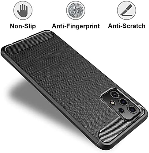 Miniatura 4 de Funda para Samsung Galaxy A52 5G, funda protectora suave y delgada con diseño de fibra de carbono TPU cepillado, funda delgada y duradera para