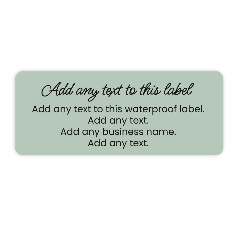 Sage Colourblock Waterproof Labels - Add Any Text - Pack of 30