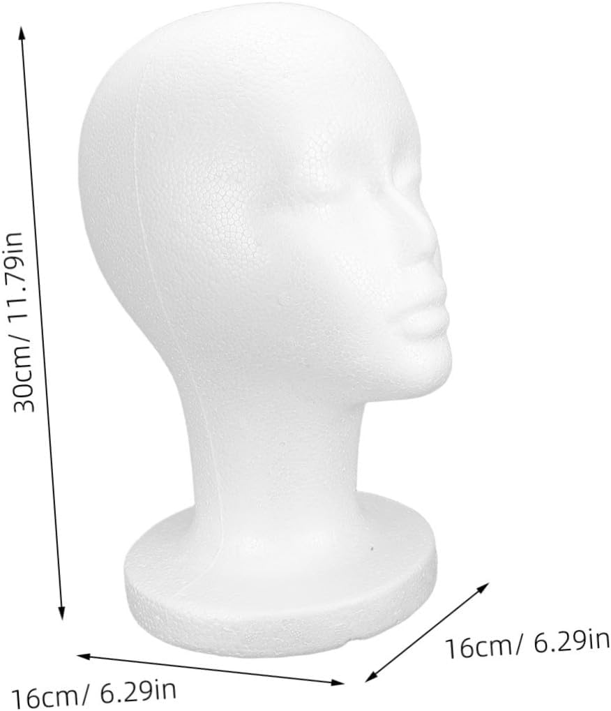 2pcs Foam Mannequin Heads for Wigs and Sunglasses Display, Realistic White Foam Head Stands Lifelike Features, Multifunctional Retail Setup Models for Shop Use