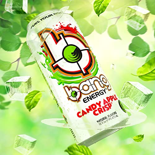 Bang Energy Candy Apple Crisp, Sugar-Free Energy Drink, 16 Fl Oz (Pack of 12)