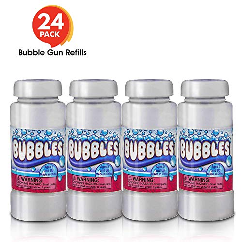 ArtCreativity 4 oz Bubble Solution Refill for Bubble Guns - 24 Pack 4oz Each - 24 Bottles Non-Toxic Bubble Fluid for Kids - Liquid for Bubble Machine, Bubble Blowing Gun, and Toy Wands