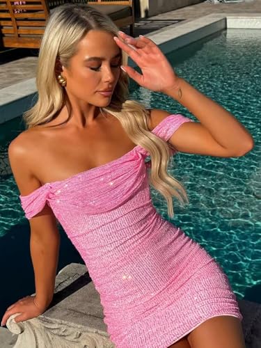 Off Shoulder Sequin Homecoming Dresses for Teens Sparkly HOCO Dress 2025 Mini Cocktail Party Gown3
