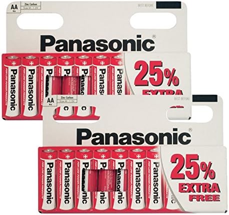 20 Panasonic AA Red Zinc Batteries (2x 10 Pack)