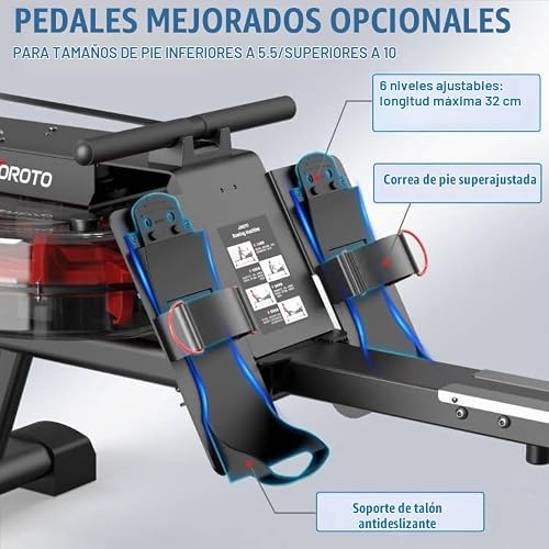 Miniatura 4 de Joroto Mr23 Máquina De Remo Para Casa, Máquina De Remo De Agua, Capacidad De Peso De 150 Kg, Pantalla De Lcd Con Función Bluetooth Y Soporte Para Ipad