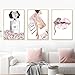 Produktbild TZZXYXGS Mode Rosa Mädchen Raumdekoration Poster Parfüm Wimpern Lippe High Heels Druck Kunst 3 Stück Leinwand Malerei Wanddruck Bild Für Beauty Shop Rahmenlos 35X50Cm * 3