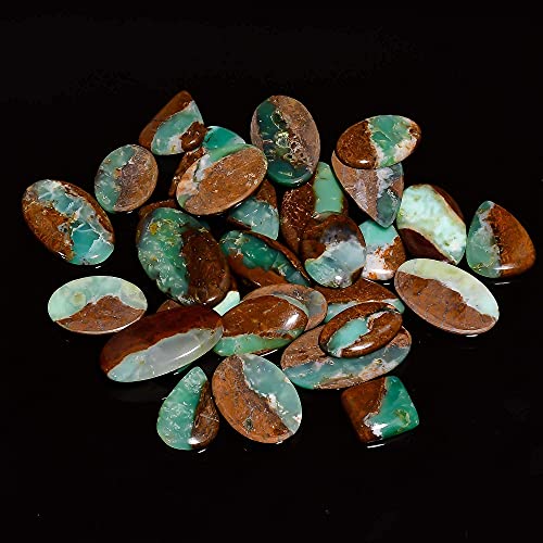 Gemkora 3Pcs Natural Bi-Chrysoprase Gemstone Wholesale Cabochons Lot, Jewelry Making Loose Gemstone, Polished Home Decor Specimen, Diy, Wire Wrapping, Reiki, Healing Crystals, Bulk Gemstone Deal #TOP1
