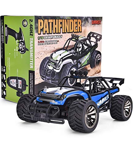 Simrex A130 Rc Cars High Speed 20Mph Scale Rtr Remote Control Brushed Monster Truck Off Road Car Big Foot Rc 2Wd Electric Power Buggy W/2.4G Challenger Blue #TOP7