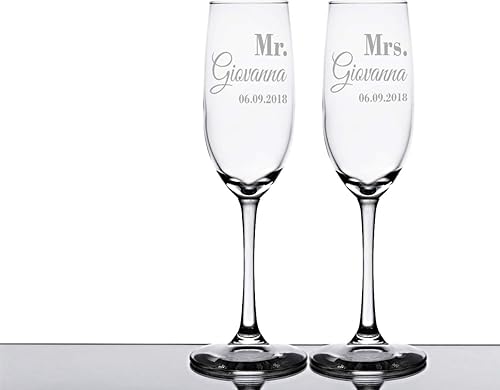 CHRISTMAS-STOCKINGS-by-STOCKINGFACTORY Mr and Mrs. Grabado Boda Flautas Personalizadas Copas de champán 30 ° 50 Aniversario Mamá Papá