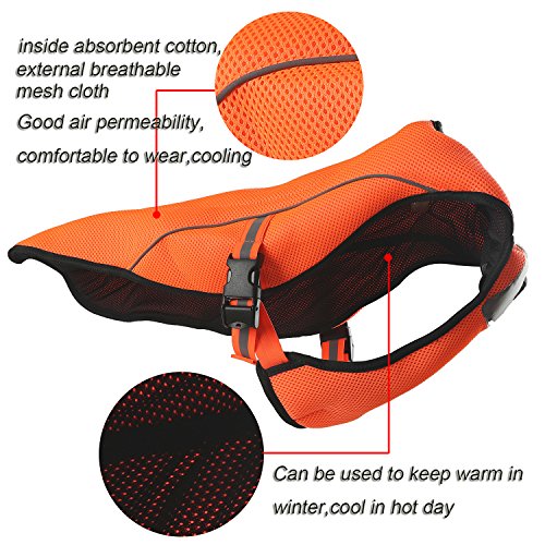 Smartelf Dog Cooling Vest,Dog Cooling Coat,Evaporative Swamp Cooler Jacket Safety Reflective Vest For Large Dogs Walking Outdoor Hunting Training Camping Orange-Xl #TOP4