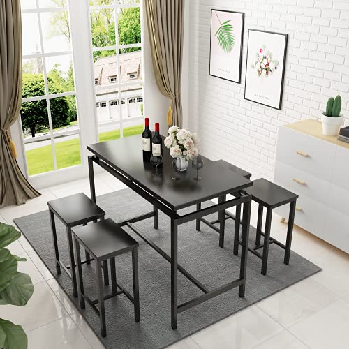 Modern 5-Piece Dining Table Set with 4 Chairs for Home Kitchen and Living Room