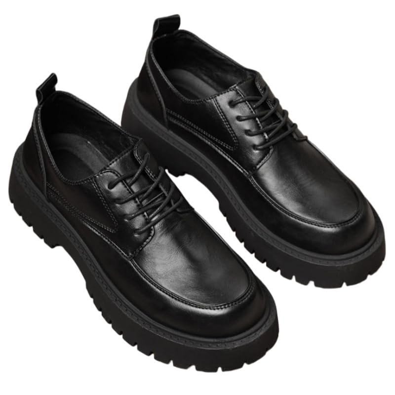 Men's Platform Casual Shoes - Soft Leather Upper, fine Texture, Anti-Slip and Durable Sole. Suitable for Formal wear and Business Attire.