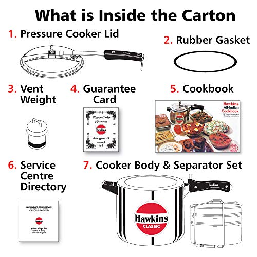 Hawkins Classic Aluminium Inner Lid Pressure Cooker with Separators, 10 Litre, Silver (CL11