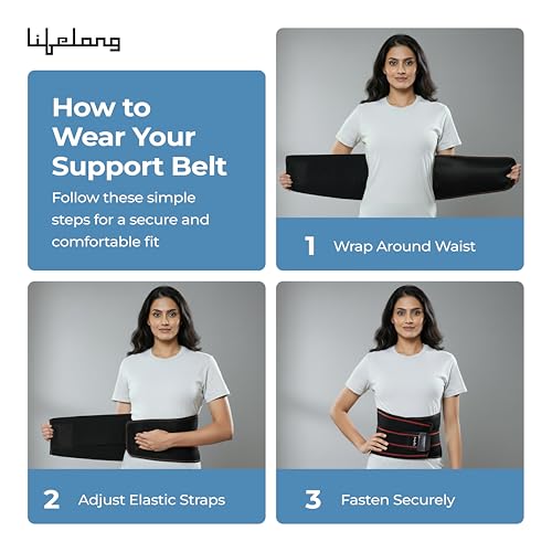 Image of Lifelong Lumbar Sacral Belt with Hot & Cold Pack |Universal Fit for Men and Women| Back Support Brace for Pain Relief |Posture Correction & Lower Back Comfort| Adjustable Elastic Strap Waist Belt