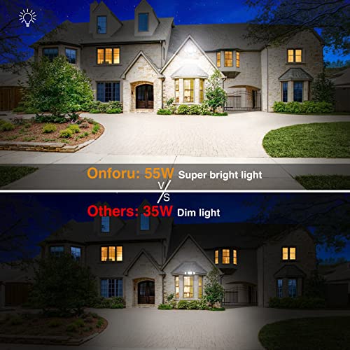 Onforu 55W Flood Lights Outdoor, 5500Lm Super Bright Security Lights, 3 Adjustable Heads, Ip65 Waterproof, 6500K Wall Mount Exterior Led Flood Light #TOP4