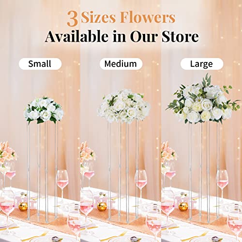 Nuptio Flower Balls For Wedding Centerpieces - 2 Pcs 17.7 Inch Diameter Fake Flower Ball Arrangement Bouquet Party Centerpieces For Tables - White Rose Bouquet Centerpiece Flowers For Wedding Table #TOP5